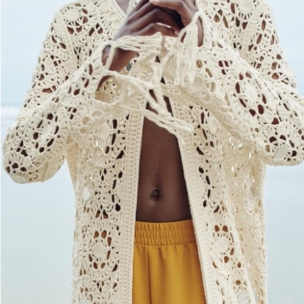 ZARA FRINGE CROCHET CARDIGAN - Picture 13 of 13